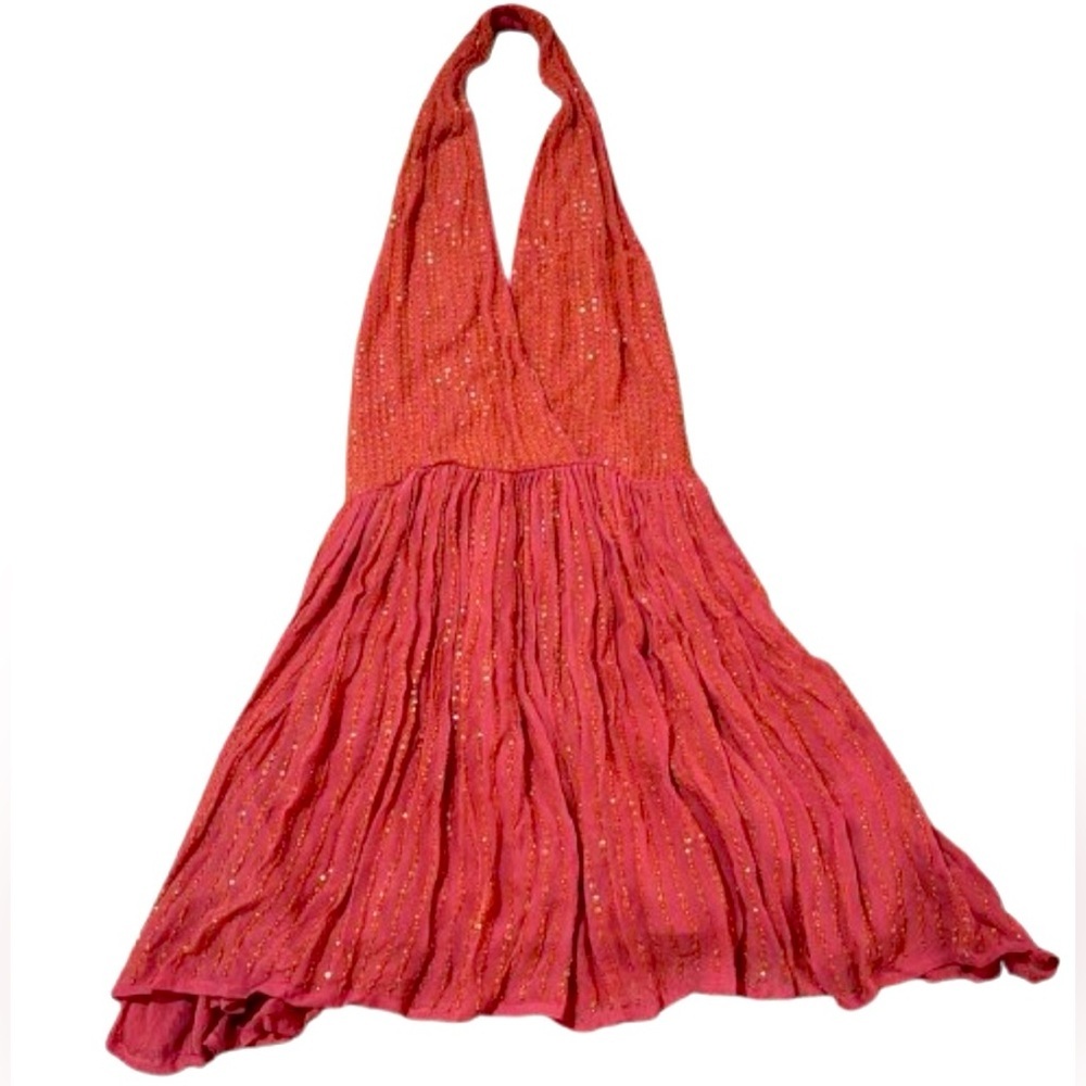 Chelsea & Violet Beaded Halter Mini Dress | Small | Pink